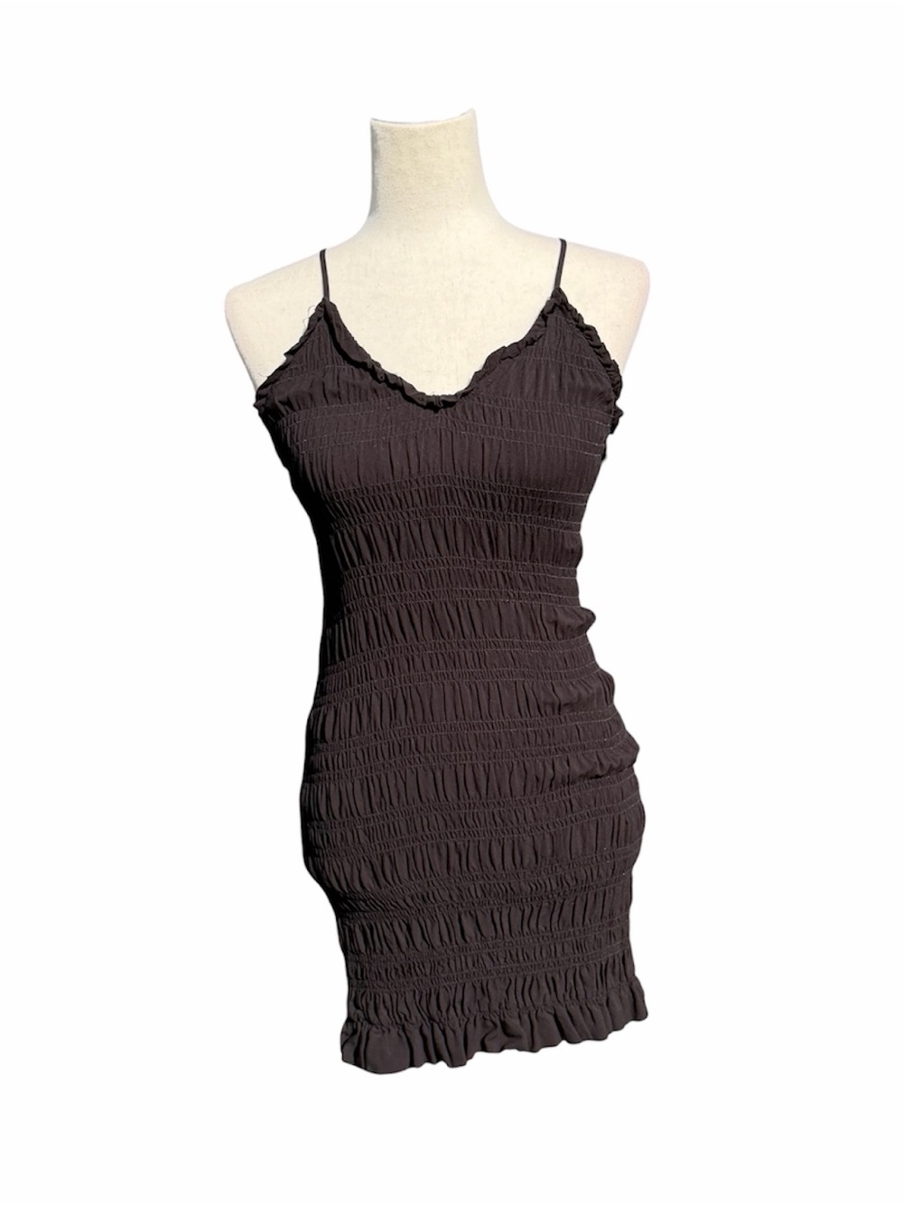 H&M black smocked mini tube dress Spaghetti Strap Mini Dress V neck Medium
